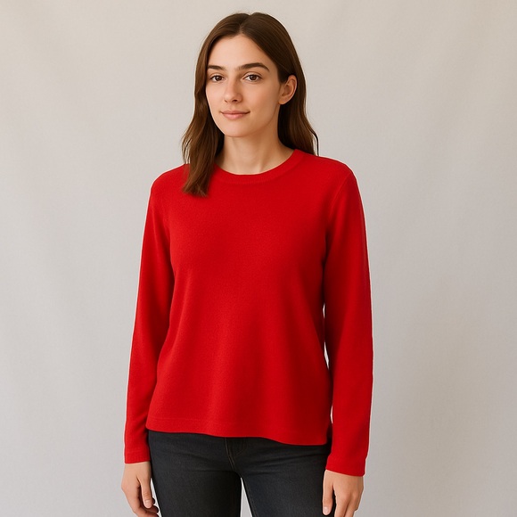 J. Jill Sweaters - Red Crew Neck Sweater J. Jill Size Small Petite Cotton